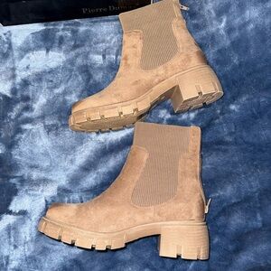 Women's Suede Tan Ankle Booties
